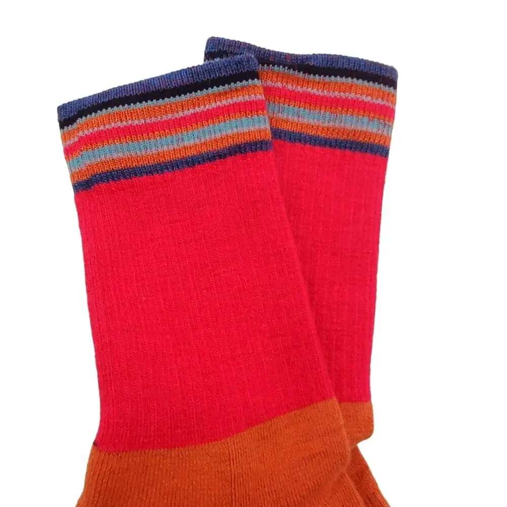 Pistil Merino Wool Blend Crew Socks Women Sz M 7-9.5 Kaiya Orange Pink Blue